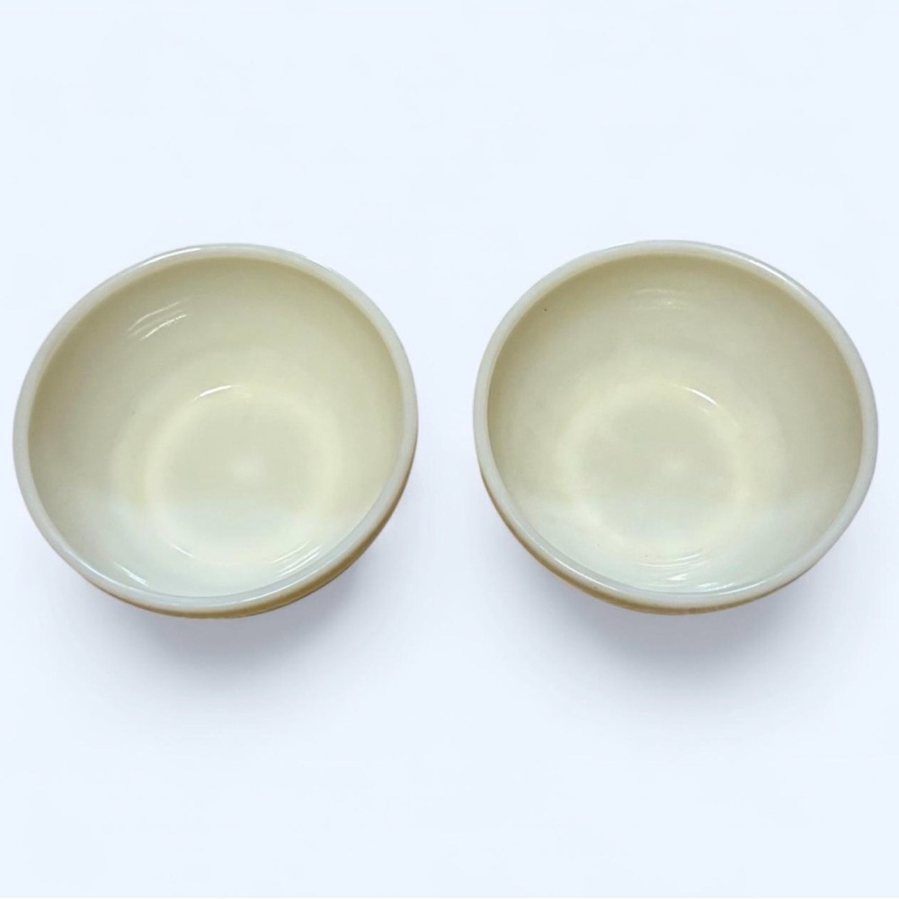 Vintage Fire King Anchor Hocking Ivory Milk Glass Small Serving Bowls (2)